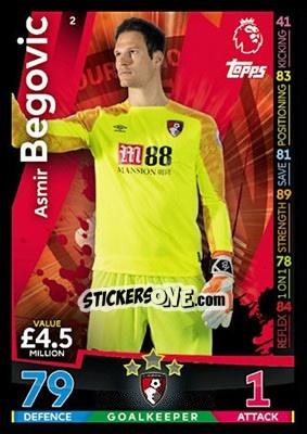 Sticker Asmir Begovic - English Premier League 2018-2019. Match Attax n. 2 - Topps