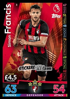 Figurina Simon Francis - English Premier League 2018-2019. Match Attax - Topps