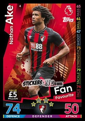 Sticker Nathan Ake - English Premier League 2018-2019. Match Attax - Topps