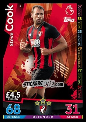 Figurina Steve Cook - English Premier League 2018-2019. Match Attax - Topps