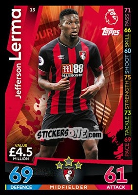 Figurina Jefferson Lerma - English Premier League 2018-2019. Match Attax - Topps