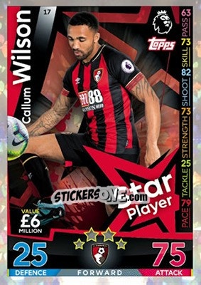 Sticker Callum Wilson - English Premier League 2018-2019. Match Attax - Topps