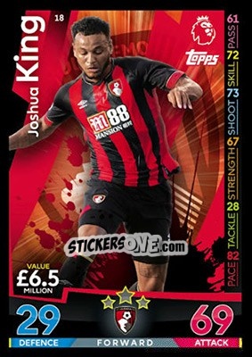 Sticker Joshua King - English Premier League 2018-2019. Match Attax - Topps