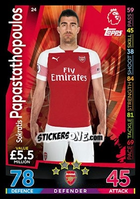 Cromo Sokratis Papastathopoulos - English Premier League 2018-2019. Match Attax - Topps