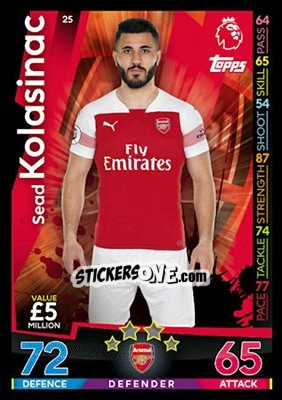 Figurina Sead Kolasinac - English Premier League 2018-2019. Match Attax - Topps