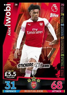 Sticker Alex Iwobi - English Premier League 2018-2019. Match Attax n. 28 - Topps