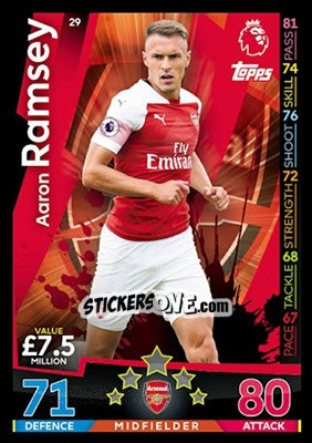 Sticker Aaron Ramsey - English Premier League 2018-2019. Match Attax n. 29 - Topps