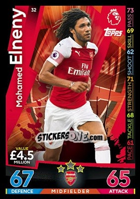 Sticker Mohamed Elneny - English Premier League 2018-2019. Match Attax n. 32 - Topps
