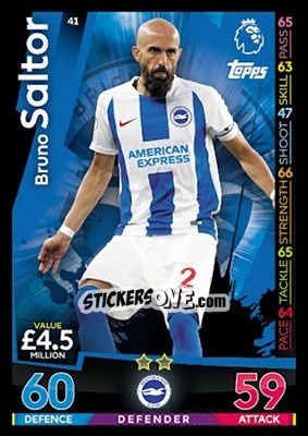 Sticker Bruno Saltor - English Premier League 2018-2019. Match Attax - Topps