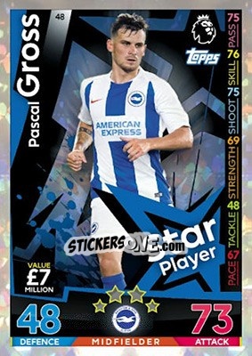 Cromo Pascal Groß - English Premier League 2018-2019. Match Attax - Topps