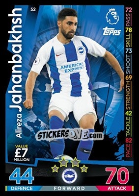 Sticker Alireza Jahanbakhsh - English Premier League 2018-2019. Match Attax n. 52 - Topps