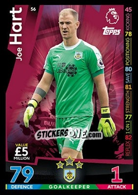 Sticker Joe Hart - English Premier League 2018-2019. Match Attax n. 56 - Topps
