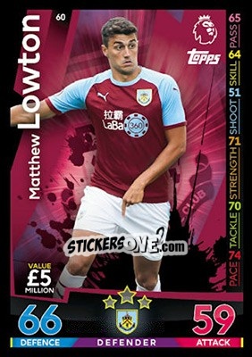 Figurina Matthew Lowton - English Premier League 2018-2019. Match Attax - Topps