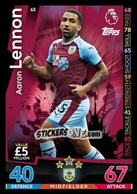 Sticker Aaron Lennon - English Premier League 2018-2019. Match Attax - Topps