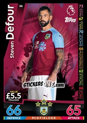 Sticker Steven Defour - English Premier League 2018-2019. Match Attax n. 66 - Topps
