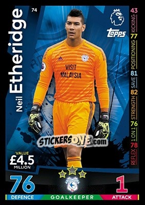 Figurina Neil Etheridge - English Premier League 2018-2019. Match Attax - Topps