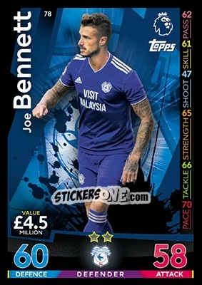 Sticker Joe Bennett - English Premier League 2018-2019. Match Attax - Topps