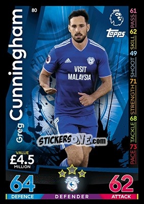 Sticker Greg Cunningham - English Premier League 2018-2019. Match Attax - Topps