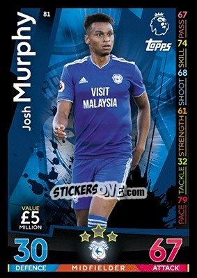 Cromo Josh Murphy - English Premier League 2018-2019. Match Attax - Topps