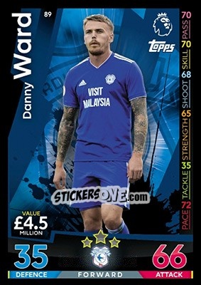 Sticker Danny Ward - English Premier League 2018-2019. Match Attax n. 89 - Topps