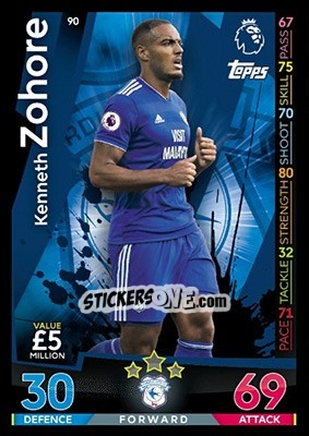 Cromo Kenneth Zohore - English Premier League 2018-2019. Match Attax - Topps