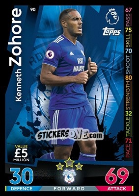 Figurina Kenneth Zohore - English Premier League 2018-2019. Match Attax - Topps