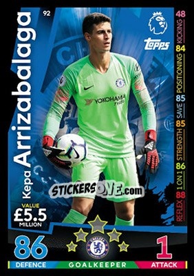 Sticker Kepa Arrizabalaga - English Premier League 2018-2019. Match Attax - Topps