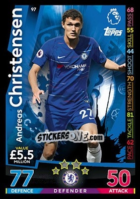 Sticker Andreas Christensen - English Premier League 2018-2019. Match Attax n. 97 - Topps