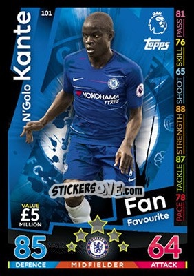 Sticker N'Golo Kante - English Premier League 2018-2019. Match Attax n. 101 - Topps