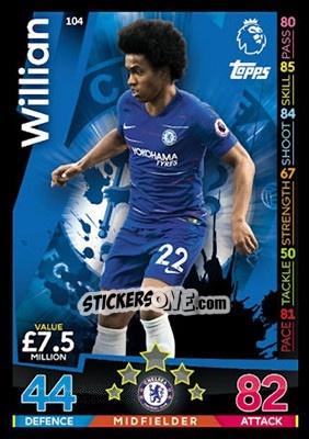 Sticker Willian - English Premier League 2018-2019. Match Attax n. 104 - Topps