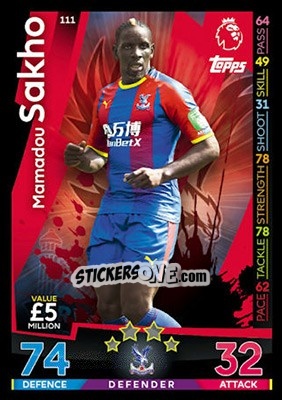 Sticker Mamadou Sakho - English Premier League 2018-2019. Match Attax - Topps