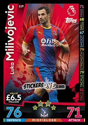 Sticker Luka Milivojevic - English Premier League 2018-2019. Match Attax n. 119 - Topps