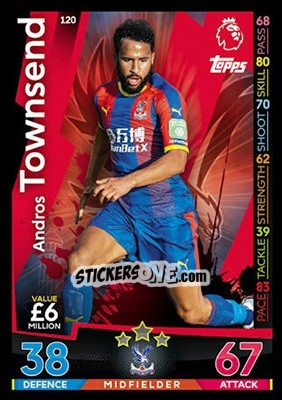 Cromo Andros Townsend - English Premier League 2018-2019. Match Attax - Topps