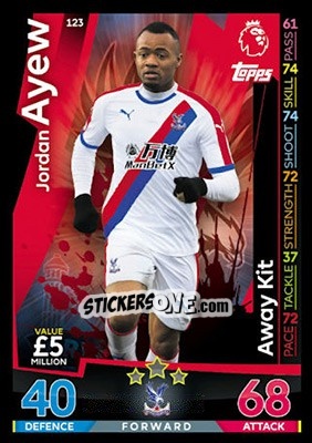 Sticker Jordan Ayew - English Premier League 2018-2019. Match Attax n. 123 - Topps