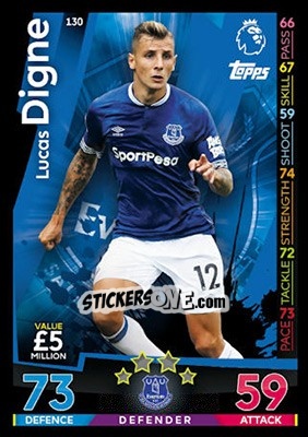 Sticker Lucas Digne - English Premier League 2018-2019. Match Attax n. 130 - Topps