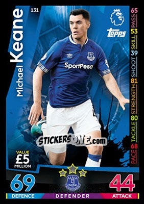 Sticker Michael Keane - English Premier League 2018-2019. Match Attax - Topps