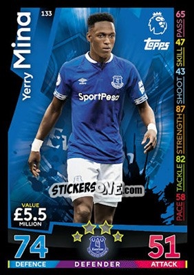 Sticker Yerry Mina - English Premier League 2018-2019. Match Attax n. 133 - Topps