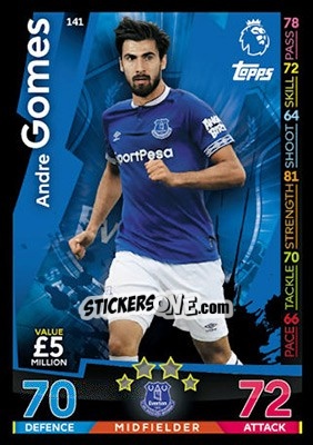 Sticker Andre Gomes - English Premier League 2018-2019. Match Attax n. 141 - Topps