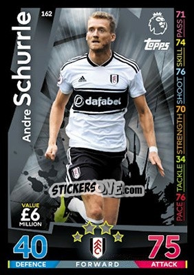Sticker Andre Schurrle - English Premier League 2018-2019. Match Attax n. 162 - Topps