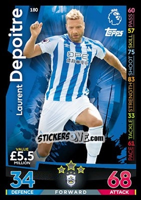 Sticker Laurent Depoitre - English Premier League 2018-2019. Match Attax n. 180 - Topps