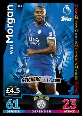 Sticker Wes Morgan - English Premier League 2018-2019. Match Attax - Topps