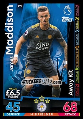 Sticker James Maddison - English Premier League 2018-2019. Match Attax - Topps