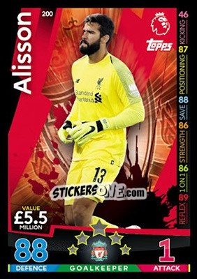 Sticker Alisson - English Premier League 2018-2019. Match Attax - Topps