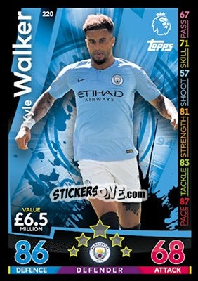 Sticker Kyle Walker - English Premier League 2018-2019. Match Attax n. 220 - Topps