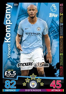 Sticker Vincent Kompany - English Premier League 2018-2019. Match Attax n. 223 - Topps