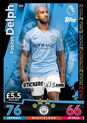 Sticker Fabian Delph - English Premier League 2018-2019. Match Attax n. 225 - Topps