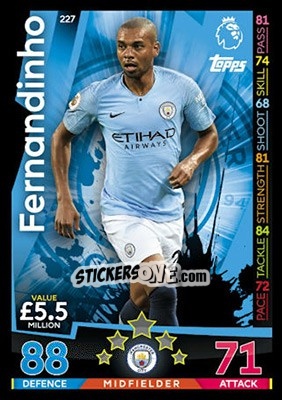 Sticker Fernandinho - English Premier League 2018-2019. Match Attax - Topps