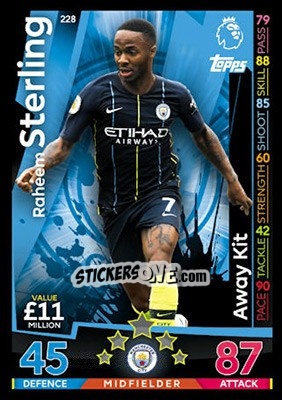 Sticker Raheem Sterling - English Premier League 2018-2019. Match Attax n. 228 - Topps