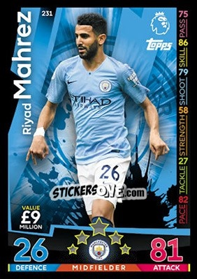 Sticker Riyad Mahrez - English Premier League 2018-2019. Match Attax n. 231 - Topps