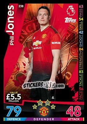 Figurina Phil Jones - English Premier League 2018-2019. Match Attax - Topps